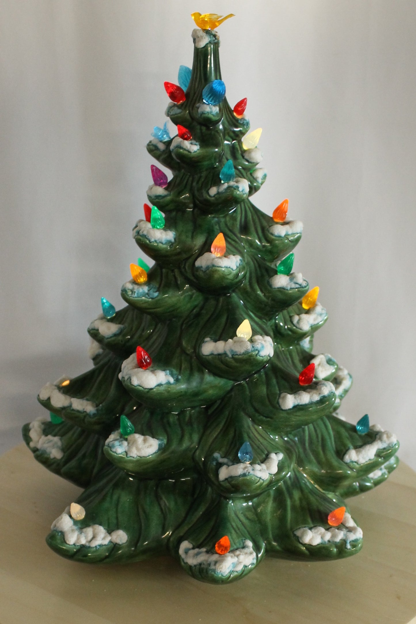 Large Vintage Flocked Ceramic Christmas Tree Top (14.5 Inch, Project Piece)