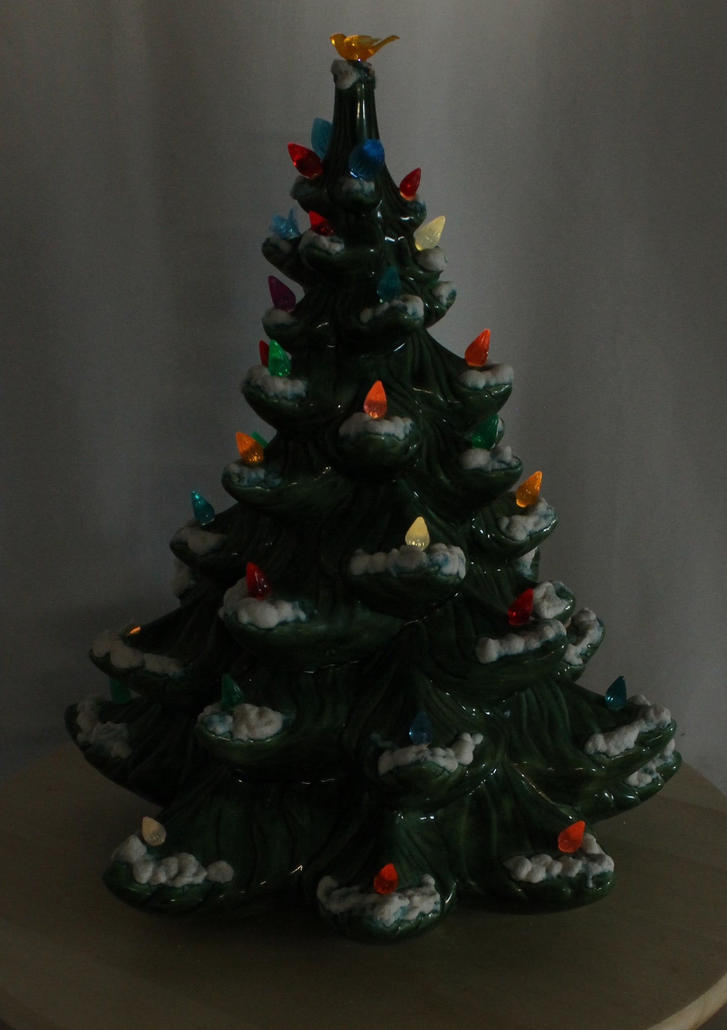 Large Vintage Flocked Ceramic Christmas Tree Top (14.5 Inch, Project Piece)