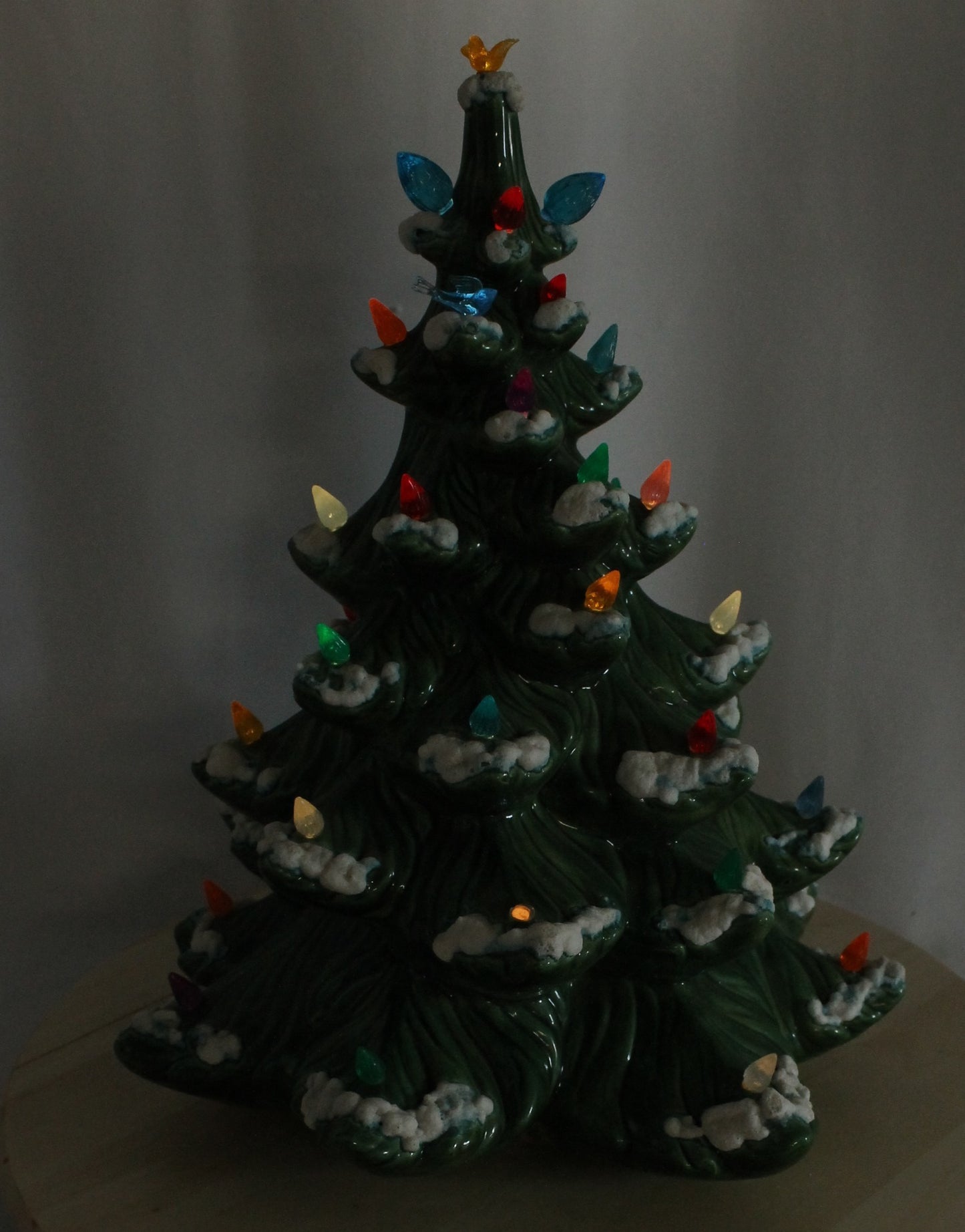 Large Vintage Flocked Ceramic Christmas Tree Top (14.5 Inch, Project Piece)