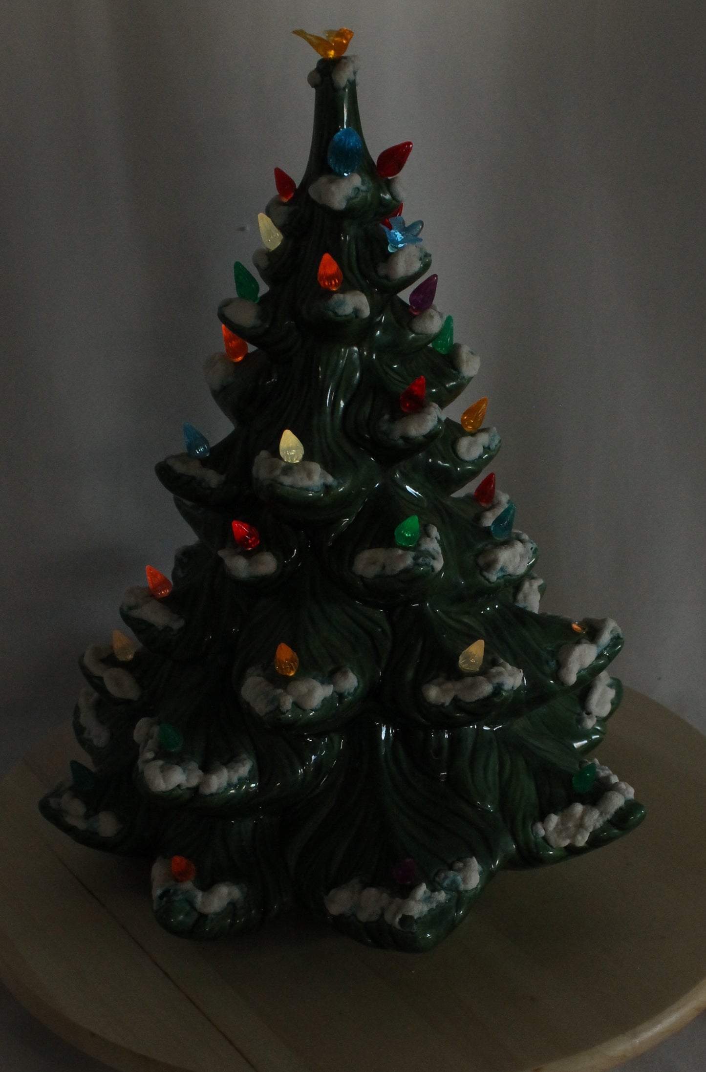 Large Vintage Flocked Ceramic Christmas Tree Top (14.5 Inch, Project Piece)