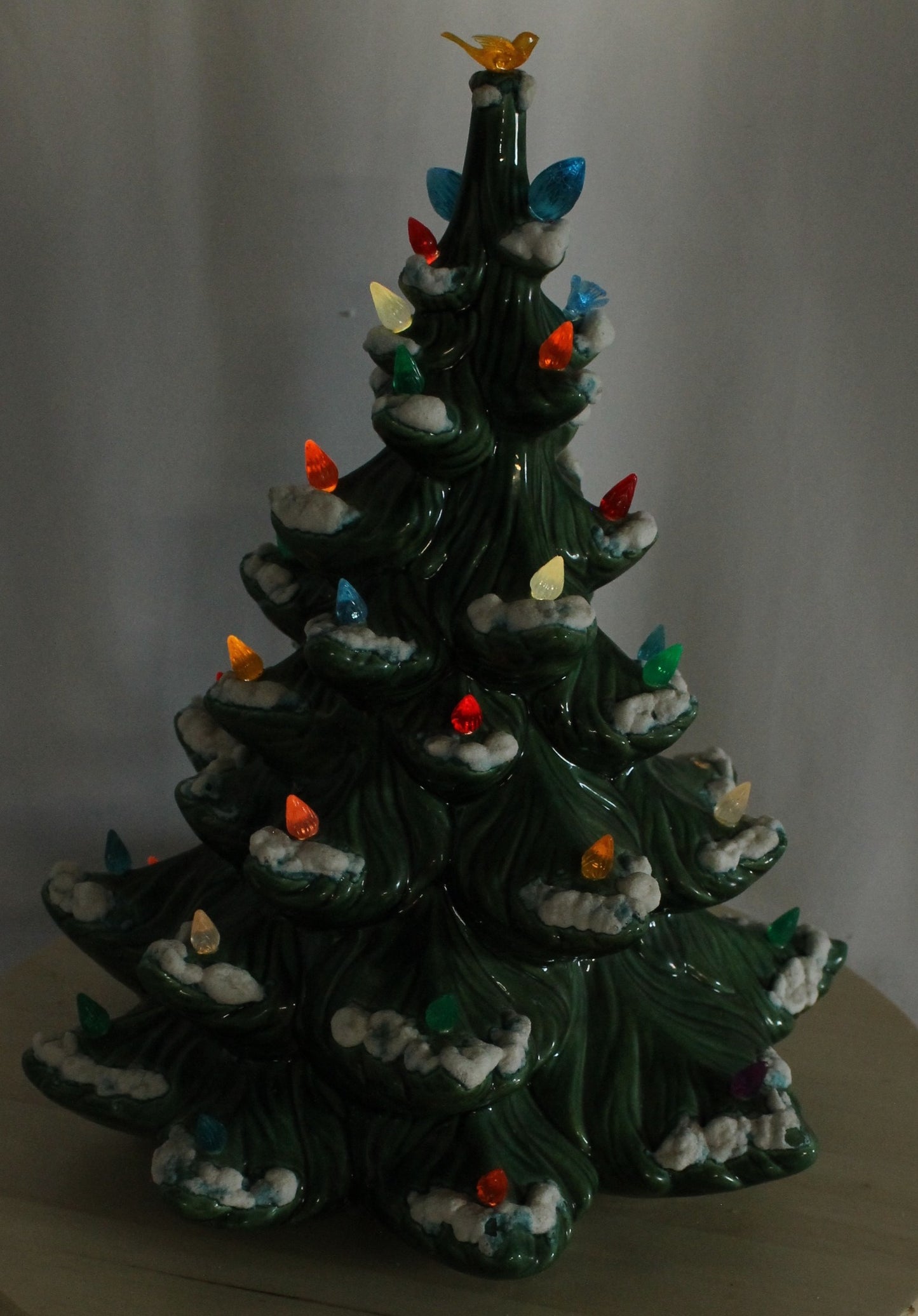 Large Vintage Flocked Ceramic Christmas Tree Top (14.5 Inch, Project Piece)