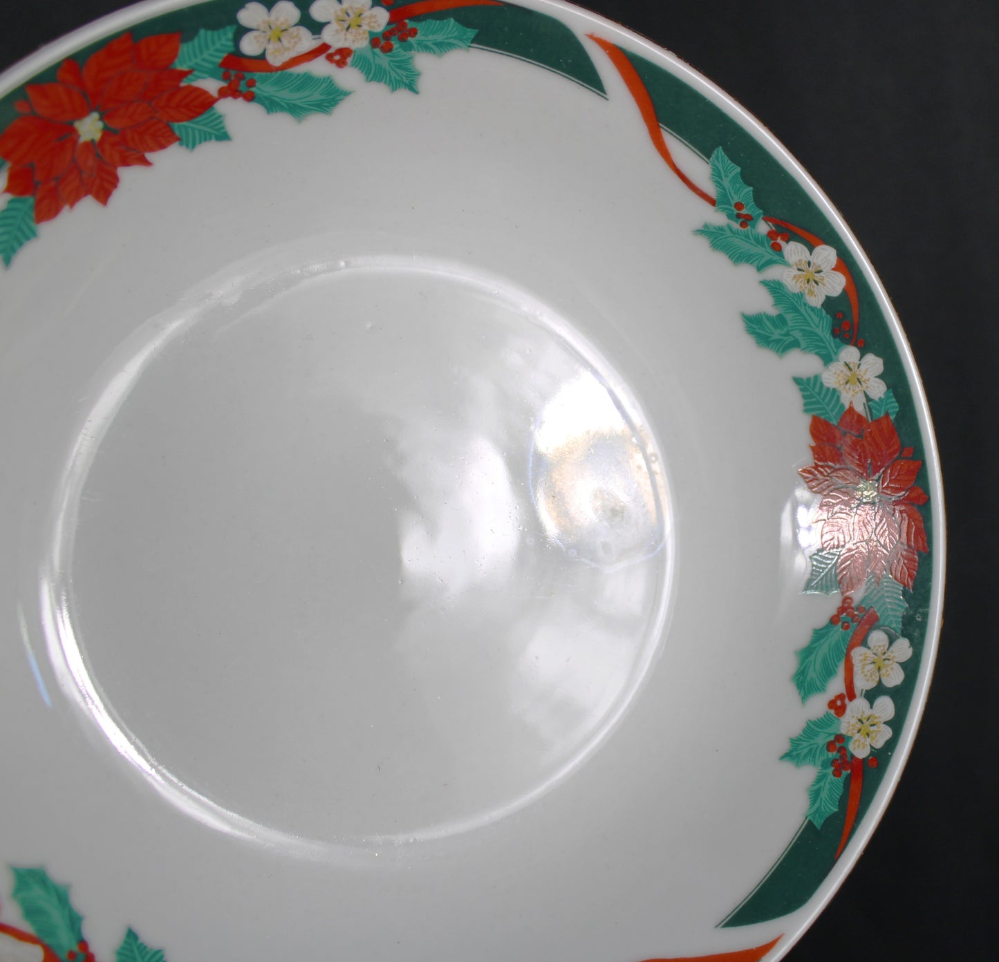 Christmas Poinsettia and Ribbon Dinnerware Set 49 pcs