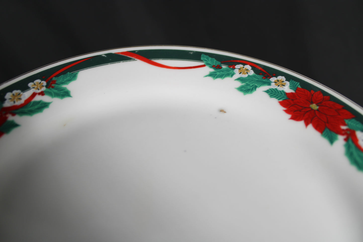 Christmas Poinsettia and Ribbon Dinnerware Set 49 pcs