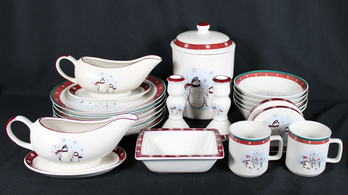 Holiday Snowman Dinnerware and Serving Collection 20 pcs