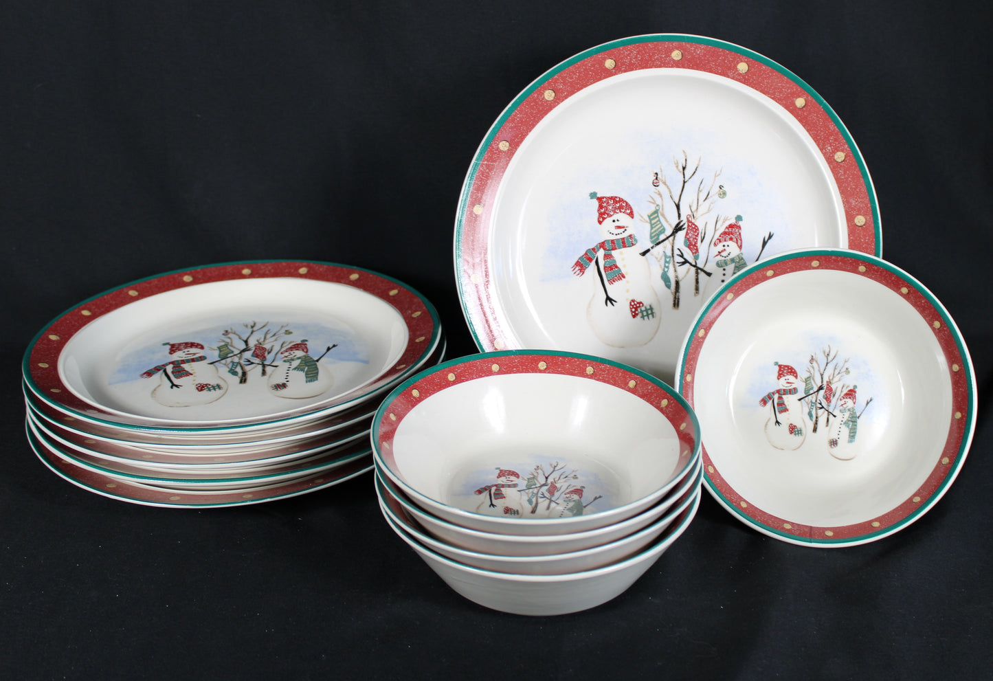 Holiday Snowman Dinnerware and Serving Collection 20 pcs