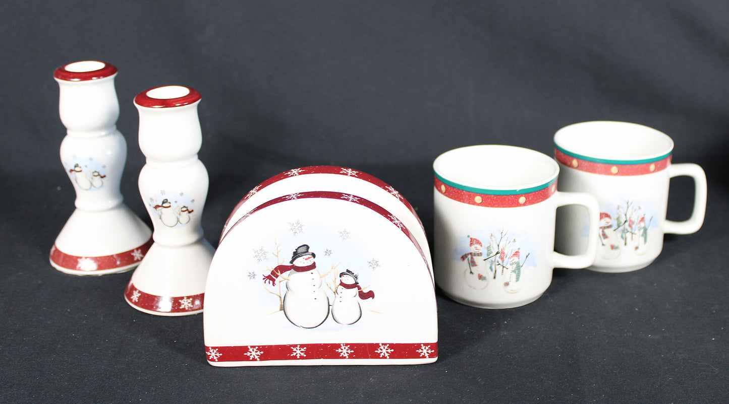 Holiday Snowman Dinnerware and Serving Collection 20 pcs