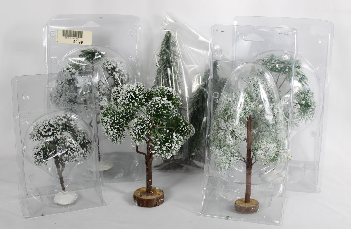 Vintage Flocked Miniature Christmas Trees Lot (7 Pieces)