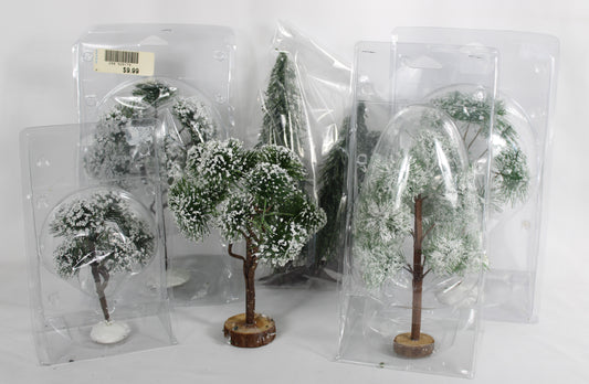 Vintage Flocked Miniature Christmas Trees Lot (7 Pieces)