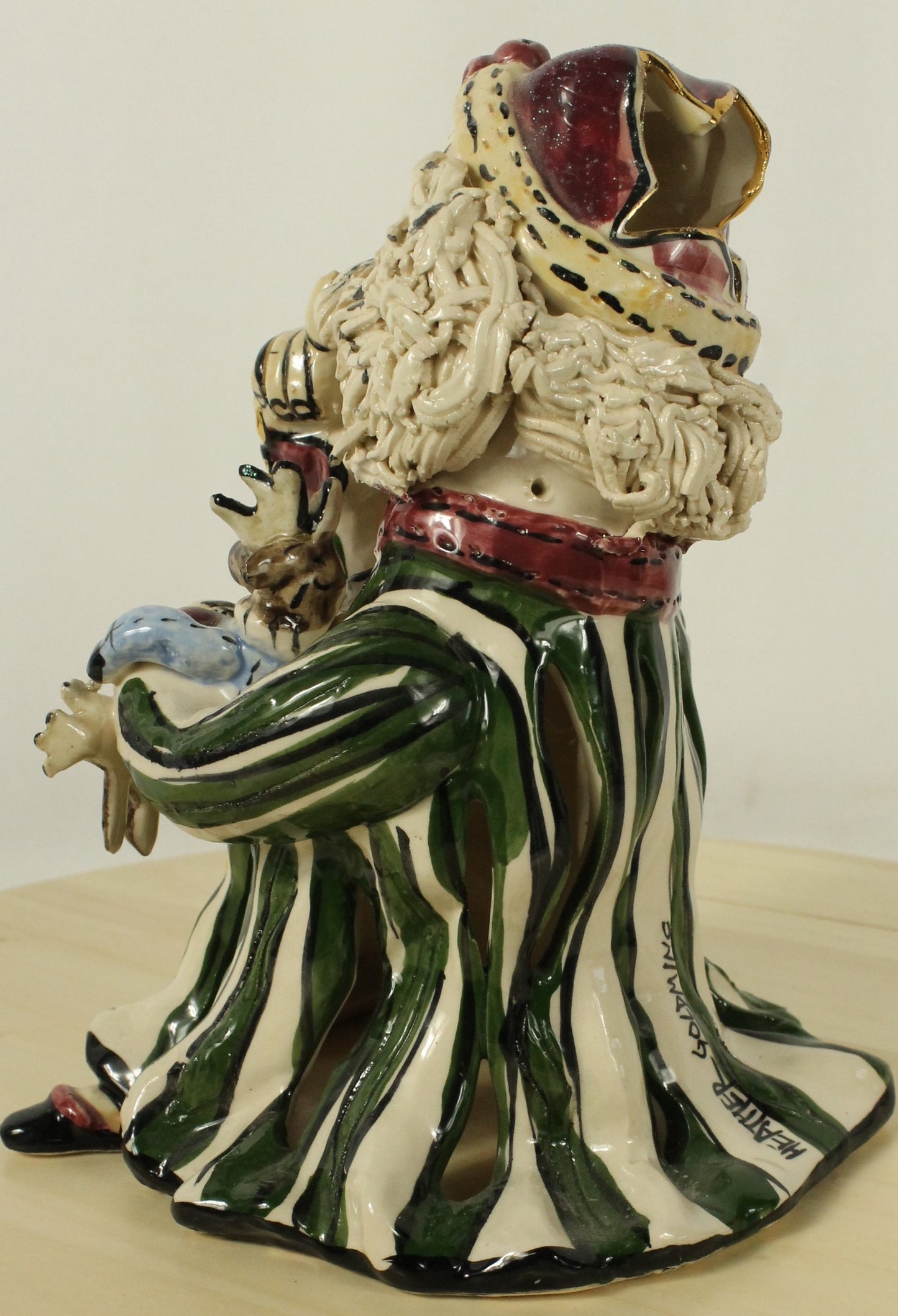 Blue Sky Clayworks by Heather Goldminc Ceramic Santa & Thatched Roof House Decorations