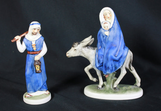 Goebel Porcelain Nativity Set: The Flight into Egypt (Joseph and Mary on Donkey) Set #1
