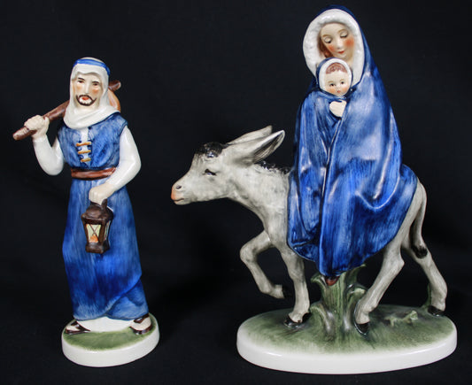 Goebel Porcelain Nativity Set: The Flight into Egypt (Joseph and Mary on Donkey) Set #2