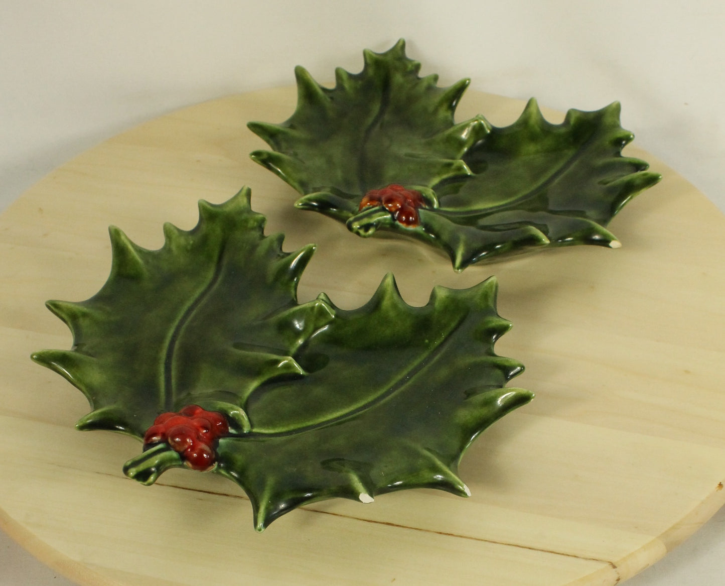 Vintage Jamar Holly Leaf Candy/Trinket Dish Set (Set of 2)