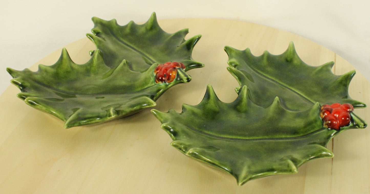 Vintage Jamar Holly Leaf Candy/Trinket Dish Set (Set of 2)