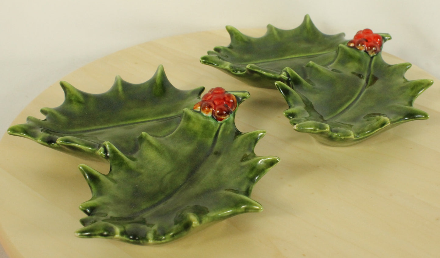 Vintage Jamar Holly Leaf Candy/Trinket Dish Set (Set of 2)