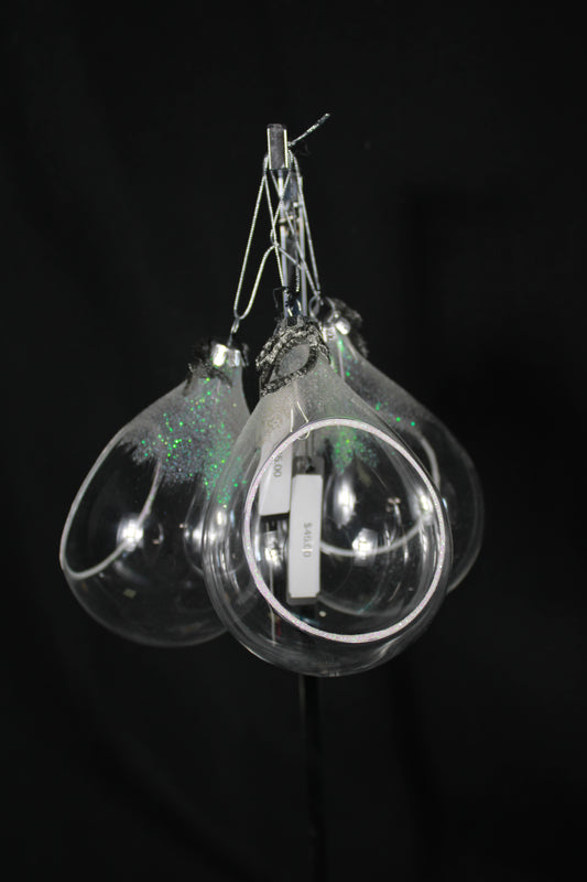 Clear Glass Terrarium Christmas Ornaments, Set of 3