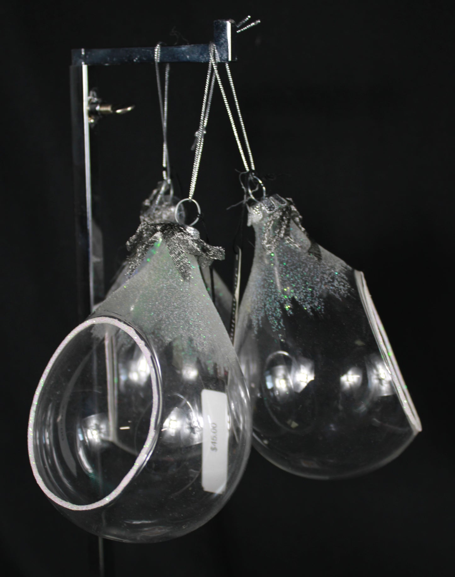 Clear Glass Terrarium Christmas Ornaments, Set of 3