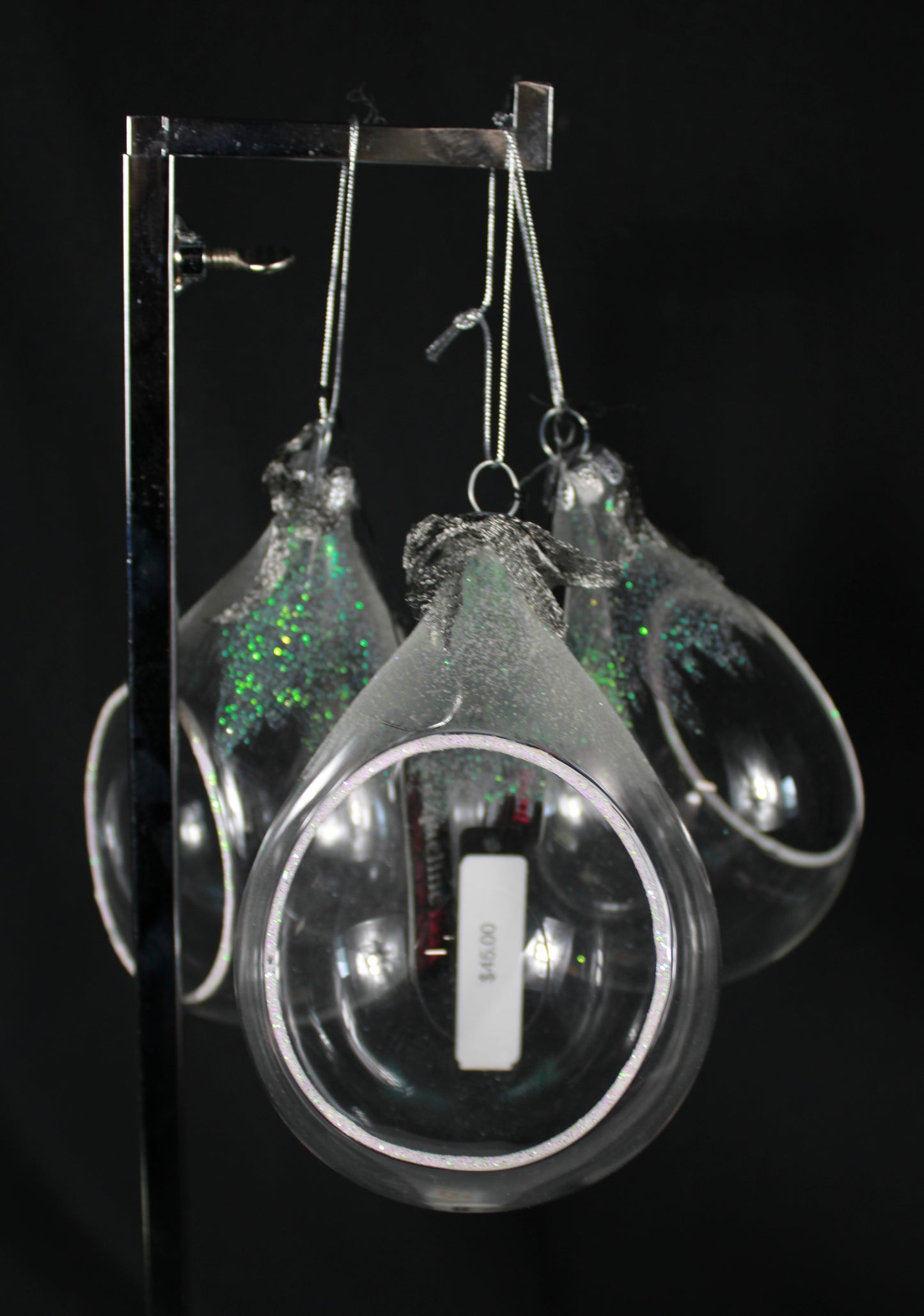 Clear Glass Terrarium Christmas Ornaments, Set of 3