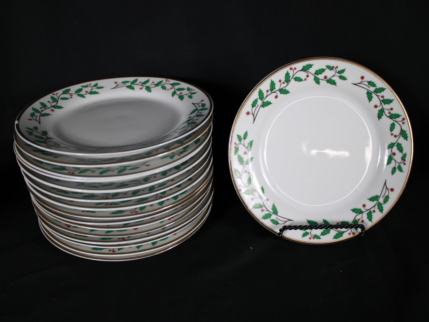 Elegant Christmas Holly Dinnerware and Flatware Set of 113 piece set