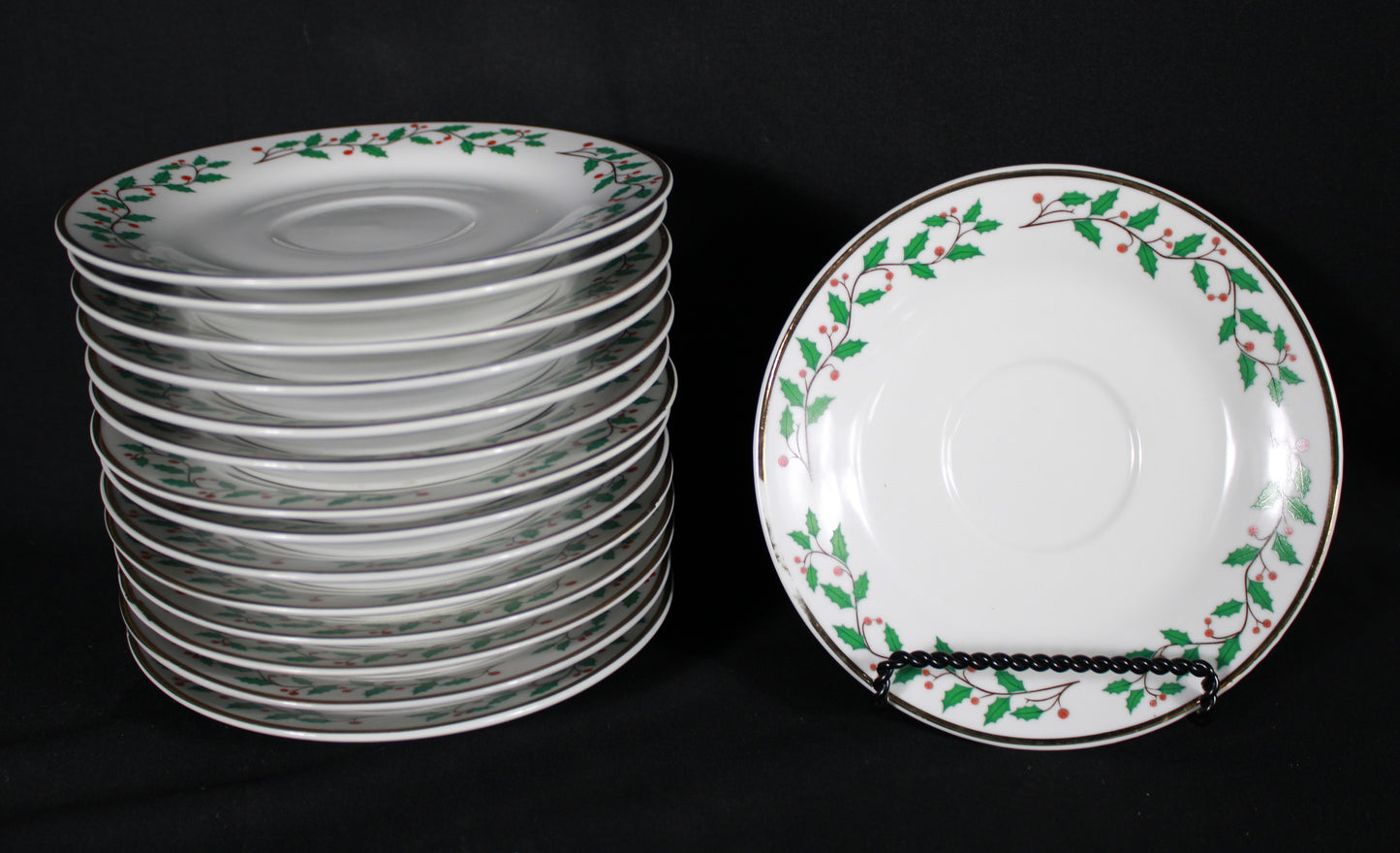Elegant Christmas Holly Dinnerware and Flatware Set of 113 piece set