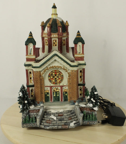Fortune Island Lighted Fiber Optic Church Christmas Village Building, Model 51-3780-2