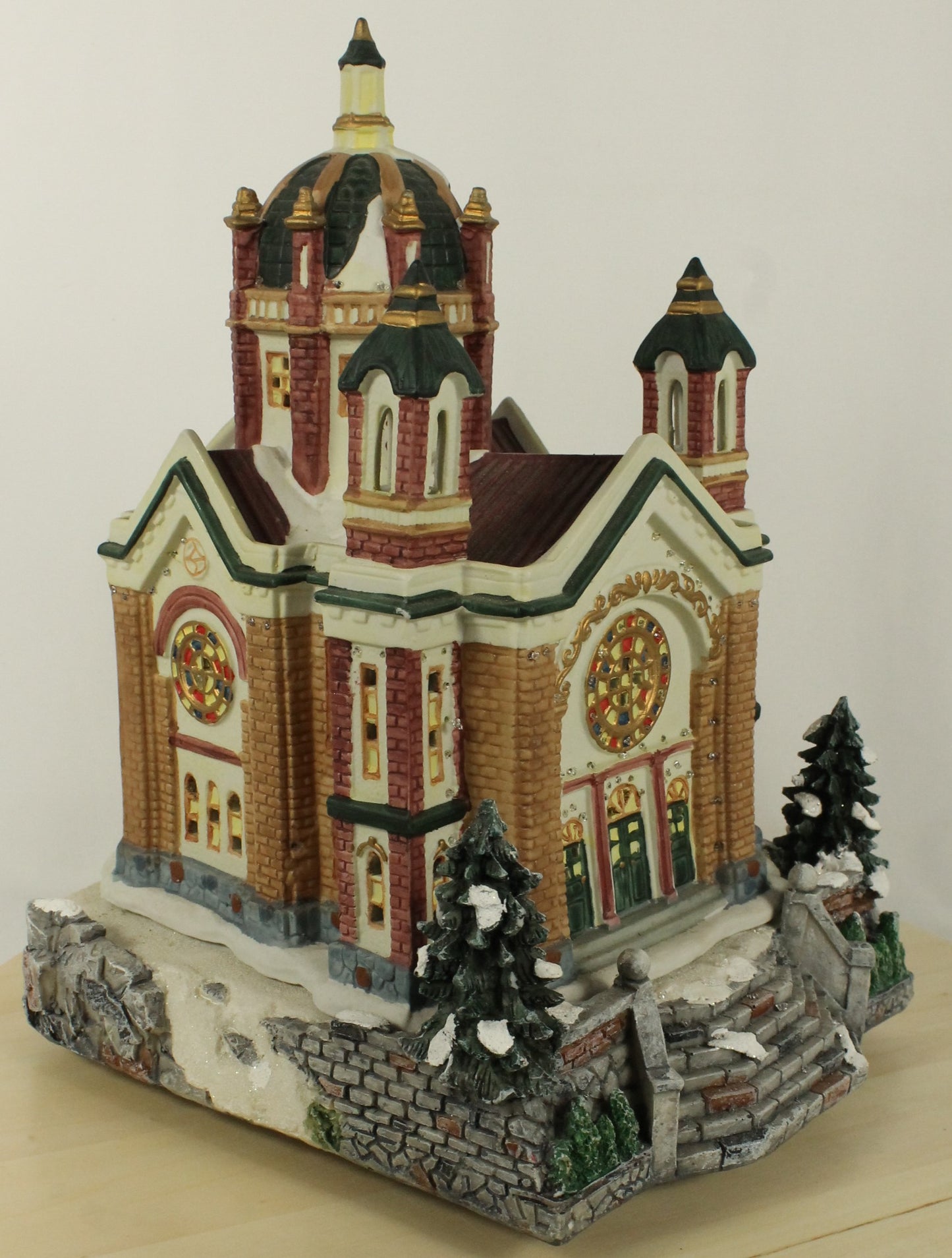 Fortune Island Lighted Fiber Optic Church Christmas Village Building, Model 51-3780-2