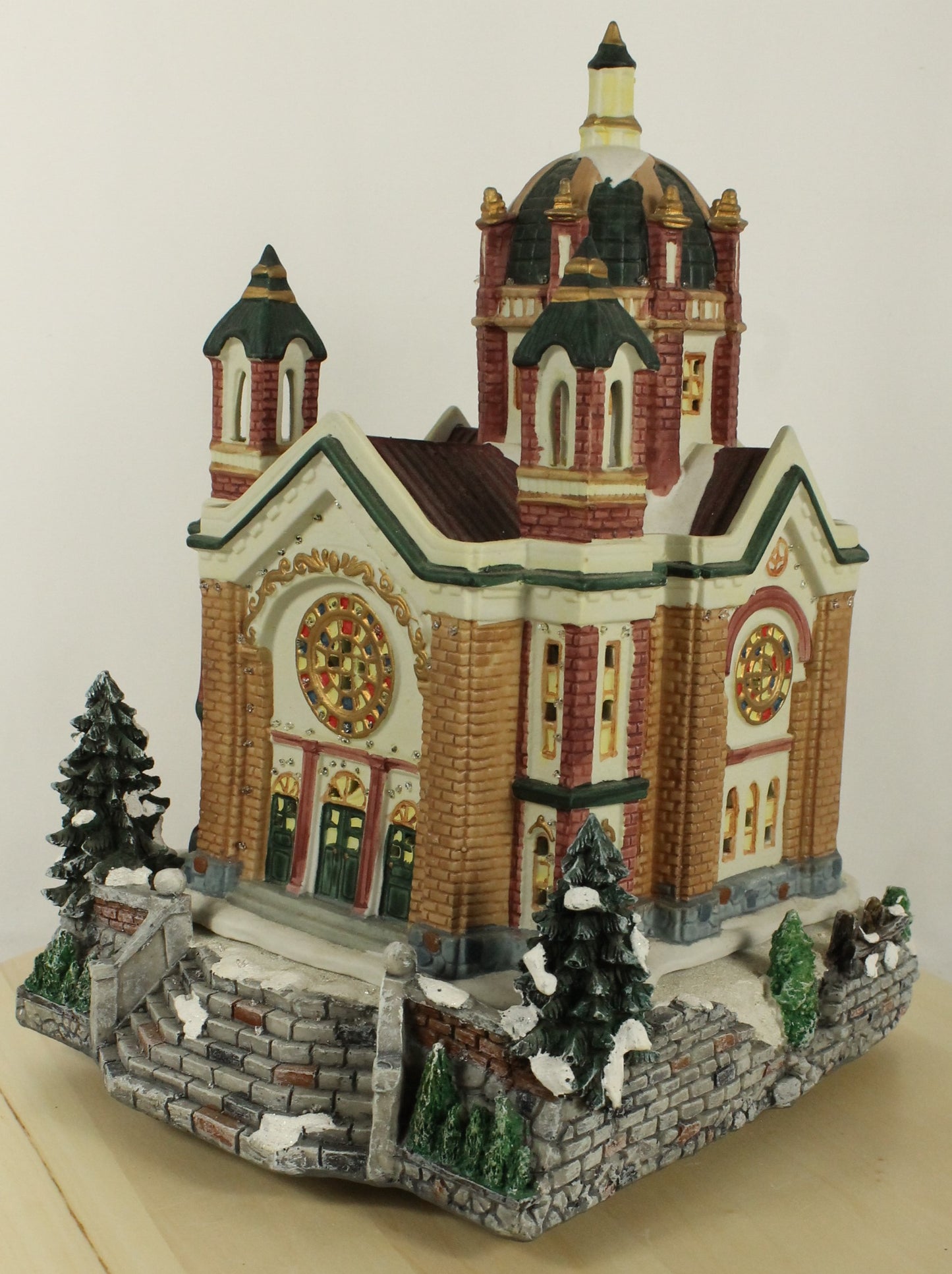 Fortune Island Lighted Fiber Optic Church Christmas Village Building, Model 51-3780-2