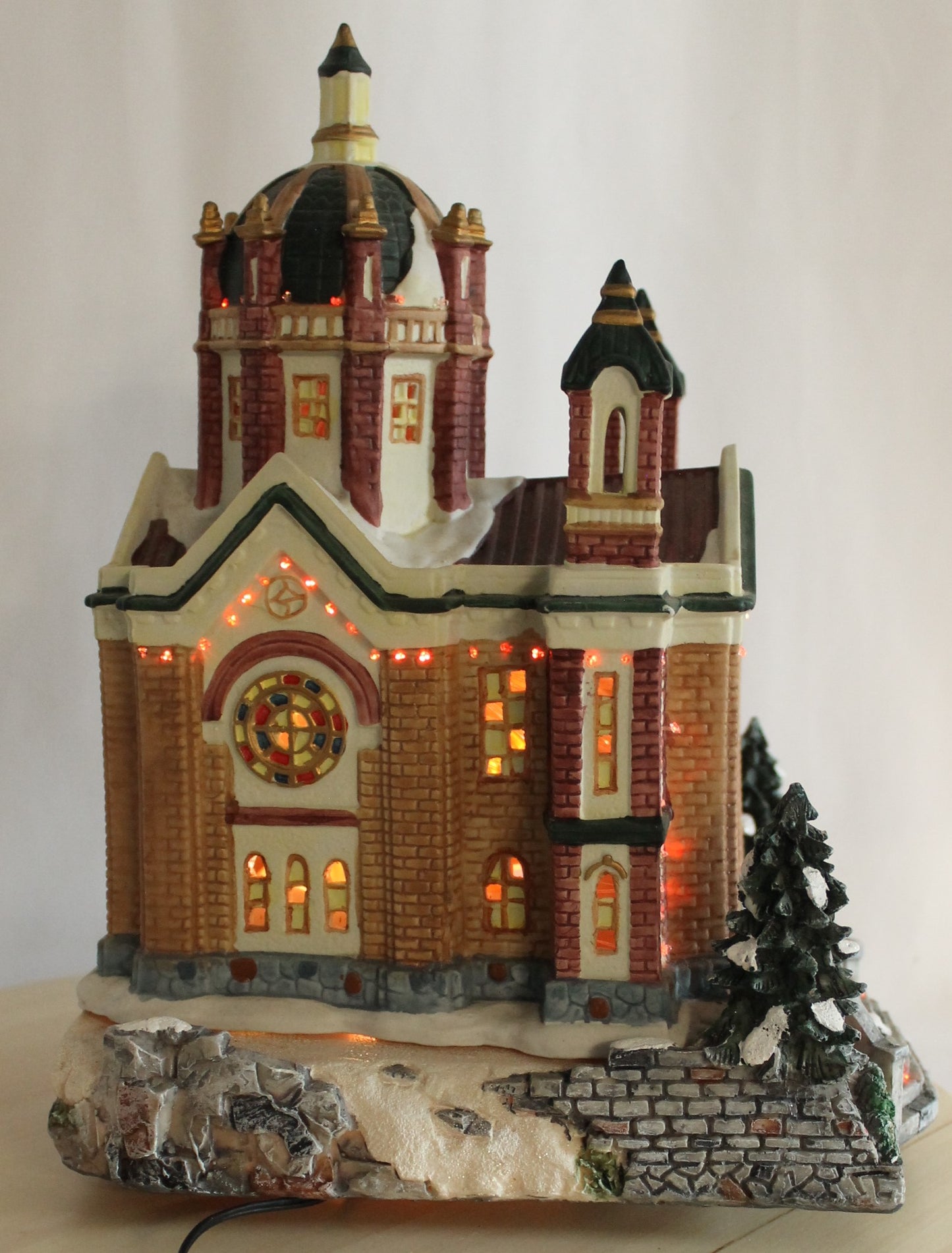 Fortune Island Lighted Fiber Optic Church Christmas Village Building, Model 51-3780-2