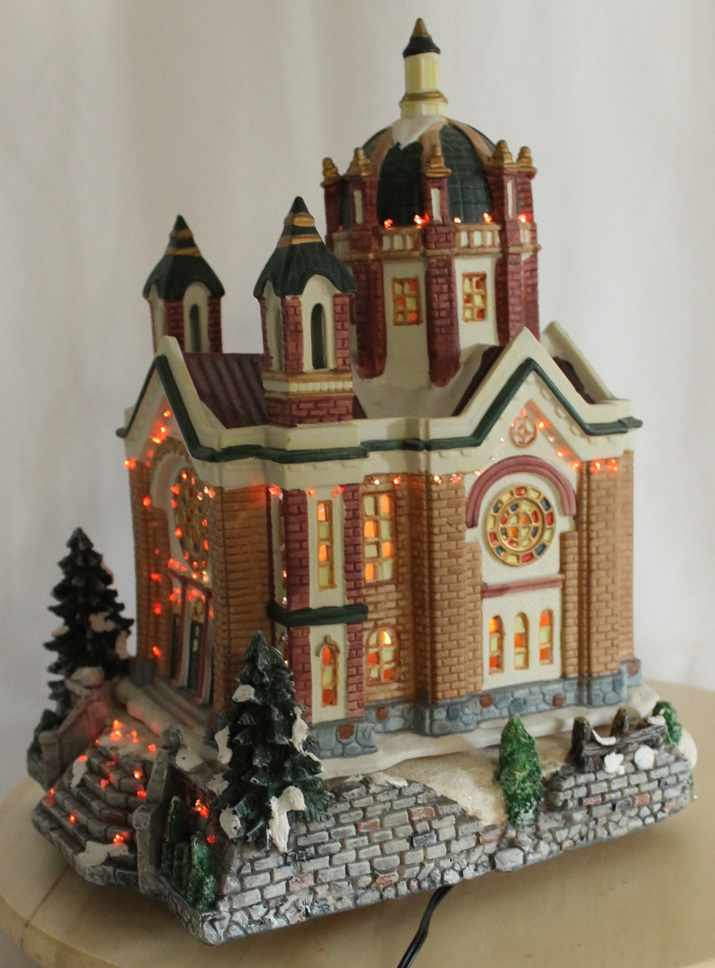 Fortune Island Lighted Fiber Optic Church Christmas Village Building, Model 51-3780-2