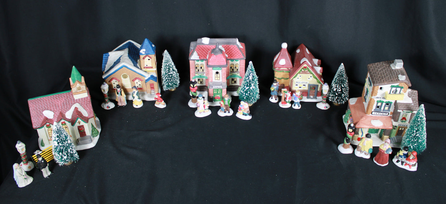 Instant Victorian Christmas Village! 5 Zellers Lighted Ceramic Sets (Open Boxes)