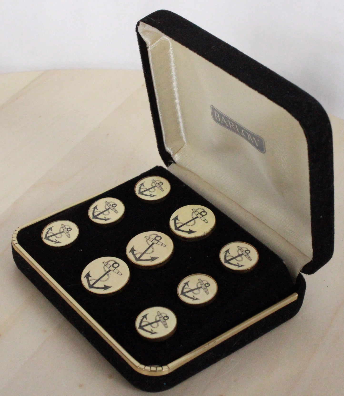 Barlow Scrimshaw Nautical Anchor Blazer Button Set - 9 Pieces