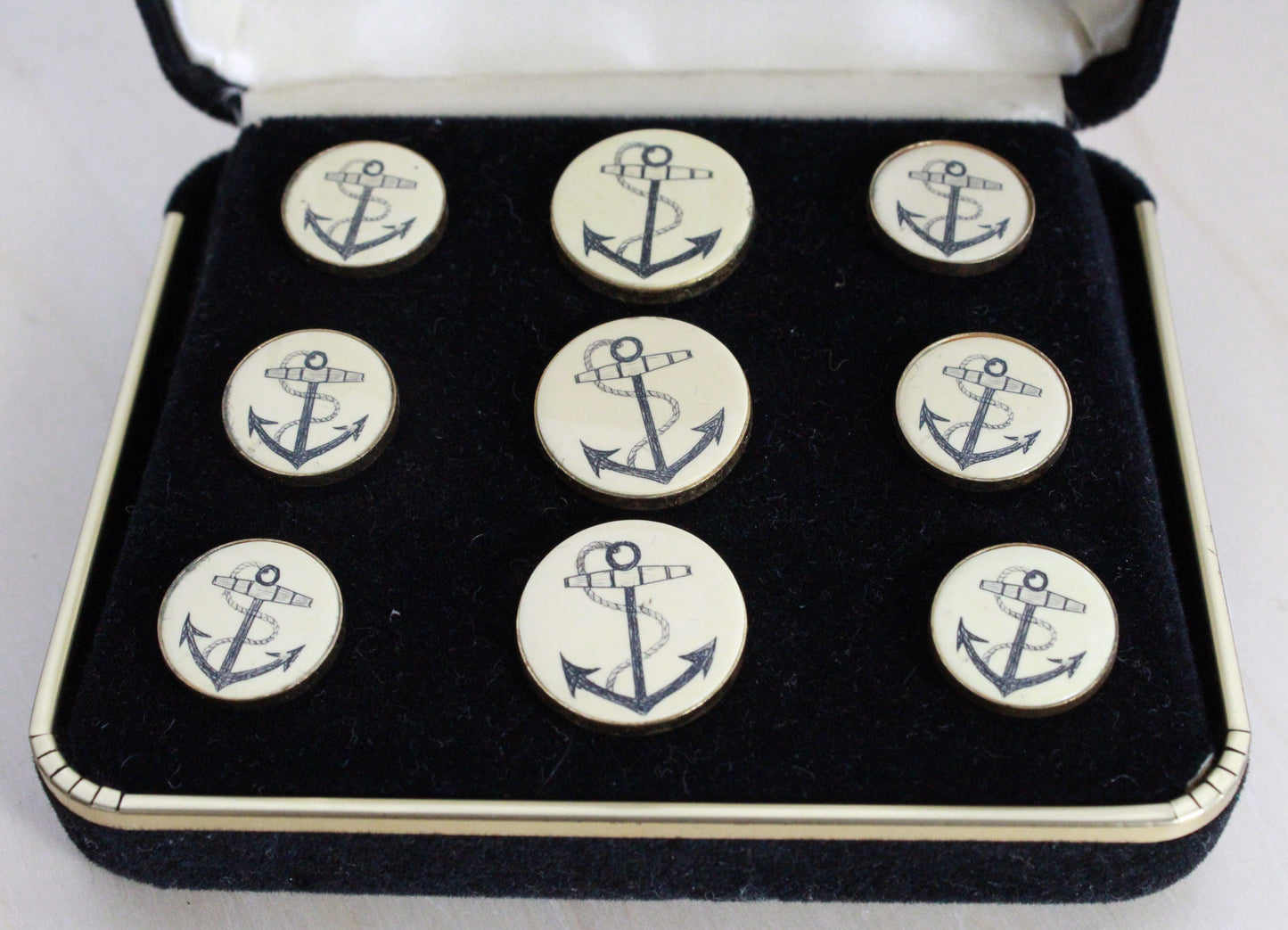 Barlow Scrimshaw Nautical Anchor Blazer Button Set - 9 Pieces