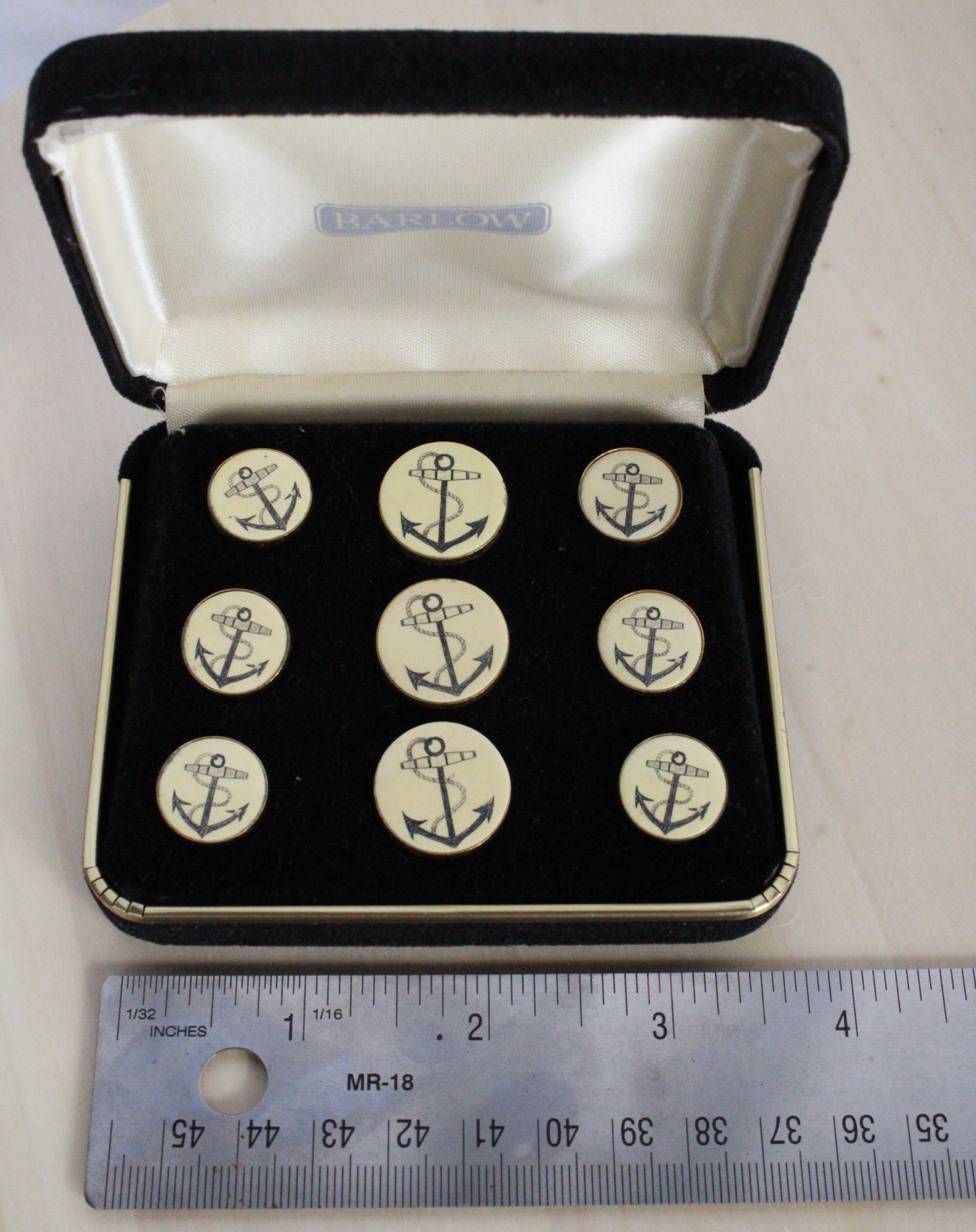 Barlow Scrimshaw Nautical Anchor Blazer Button Set - 9 Pieces