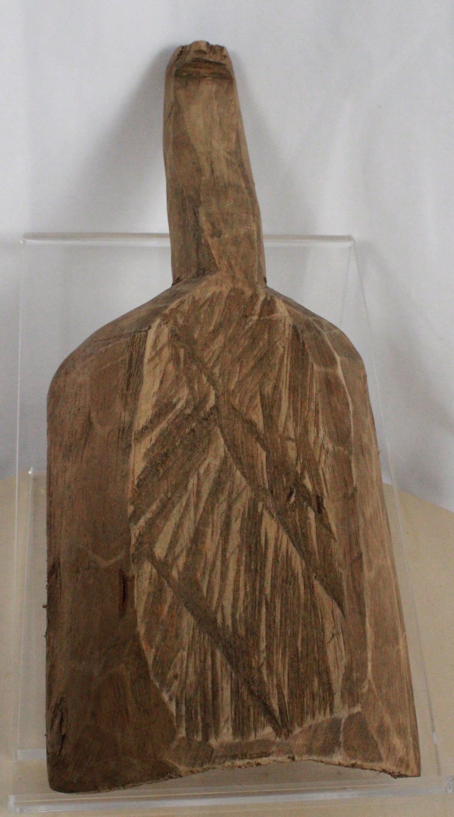 Vintage Hand-Carved Primitive Wooden Mallet and Grain Scoop Set