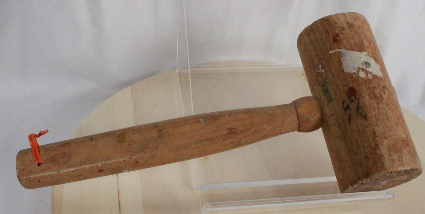 Vintage Hand-Carved Primitive Wooden Mallet and Grain Scoop Set