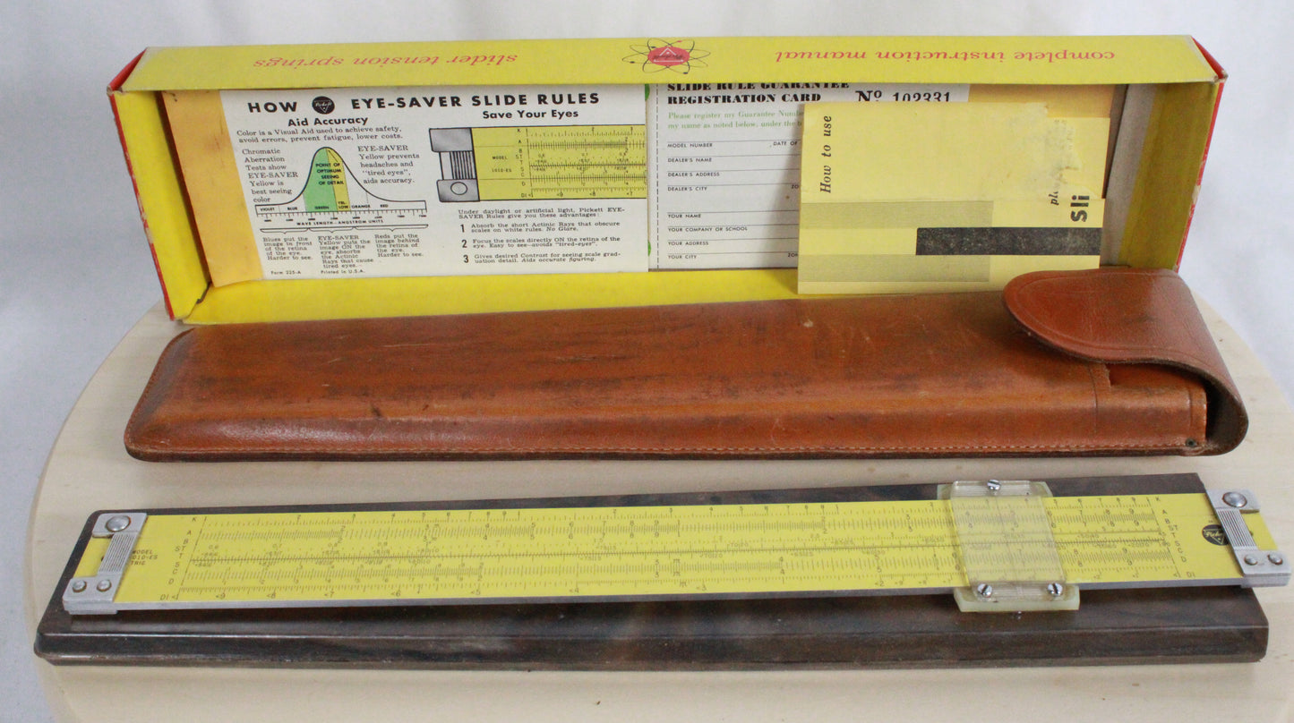 Vintage Pickett Model 1010-ES All-Metal Slide Rule with Original Box and Manuals