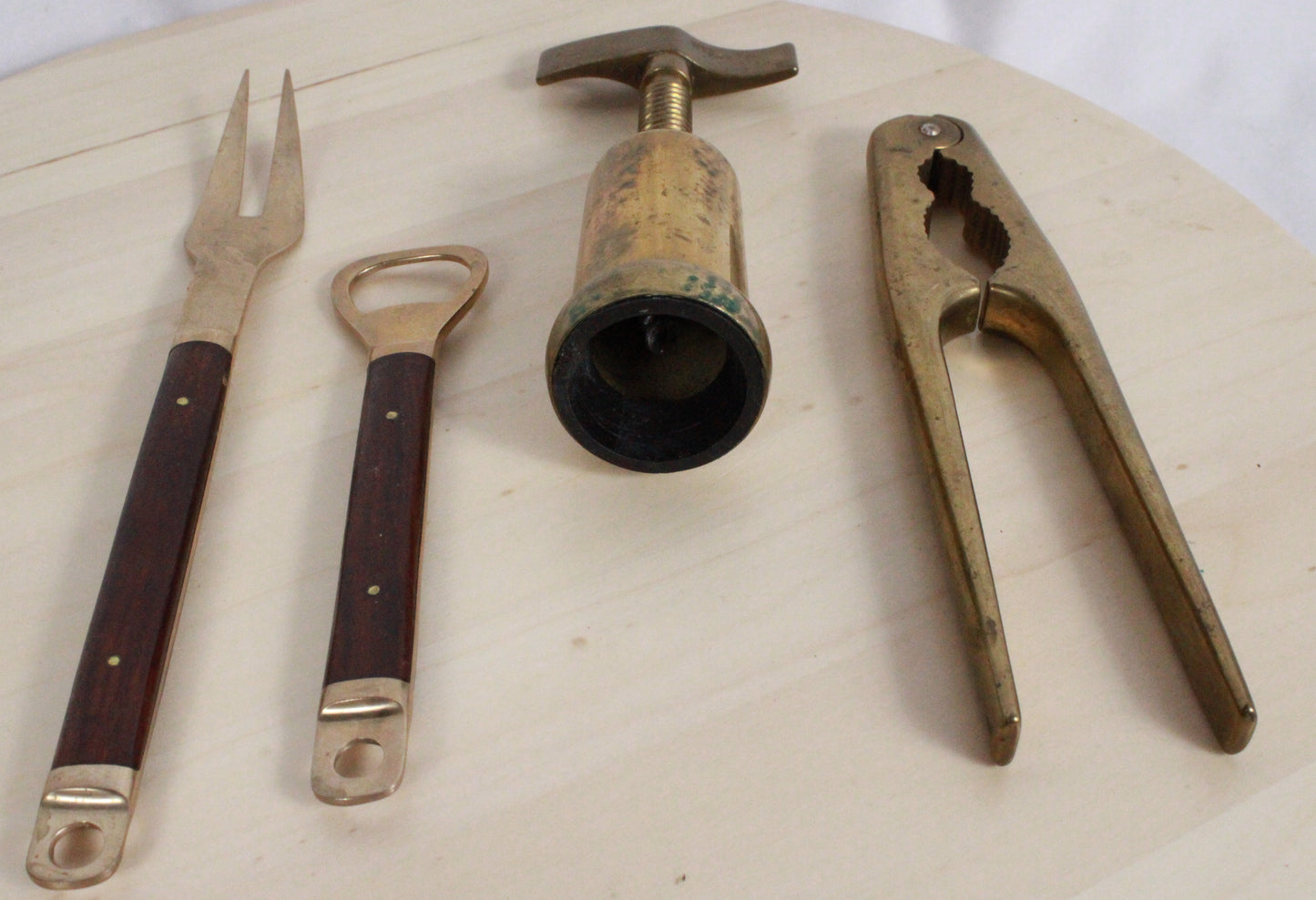 Vintage Brass Barware and Kitchen Set - 4 Pieces