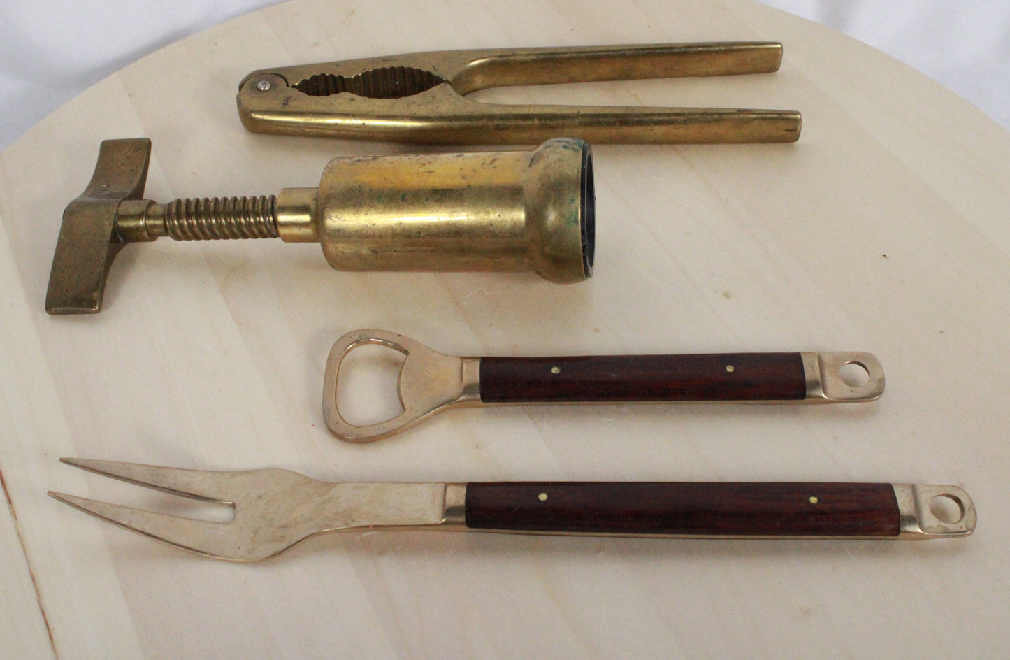 Vintage Brass Barware and Kitchen Set - 4 Pieces