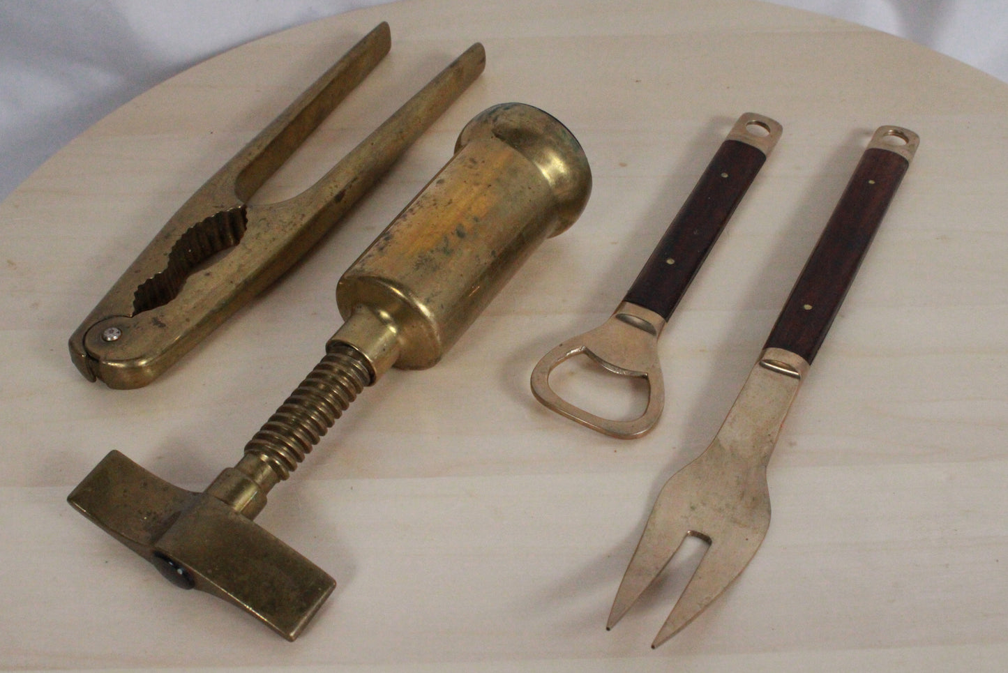 Vintage Brass Barware and Kitchen Set - 4 Pieces