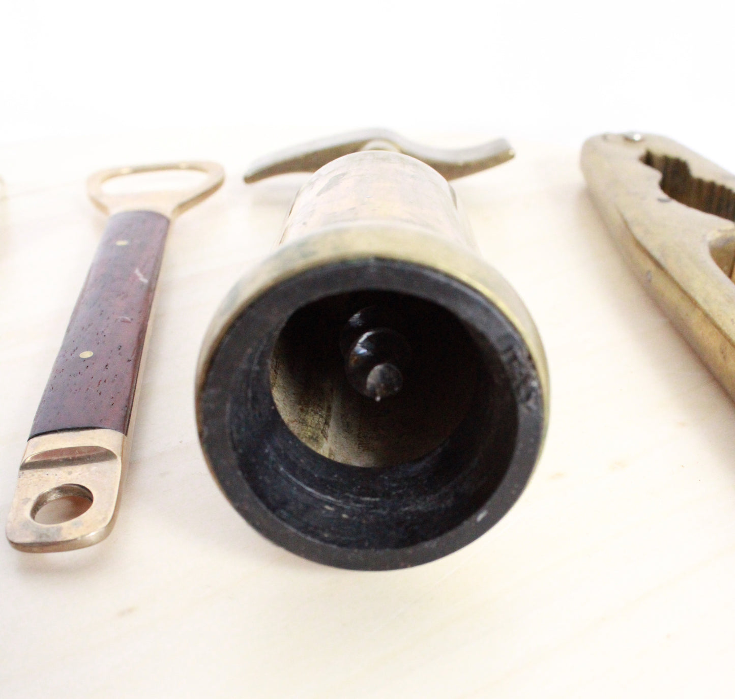 Vintage Brass Barware and Kitchen Set - 4 Pieces