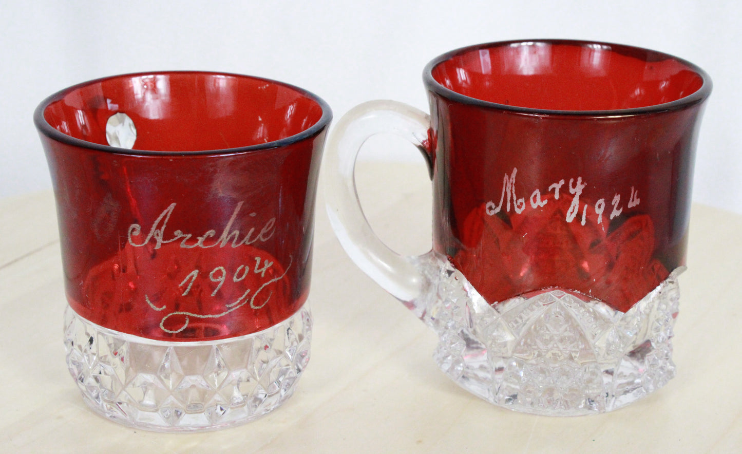 Antique Ruby Stained EAPG Souvenir Glass Collection Toronto Exhibition 1904-1924 6pc Lot