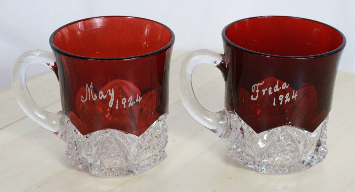Antique Ruby Stained EAPG Souvenir Glass Collection Toronto Exhibition 1904-1924 6pc Lot