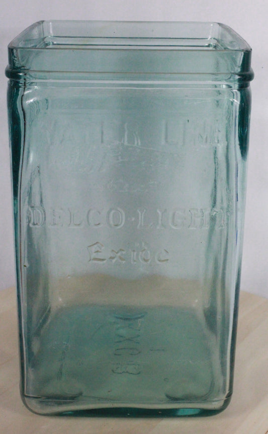 Vintage Aqua Glass Delco-Light Exide Battery