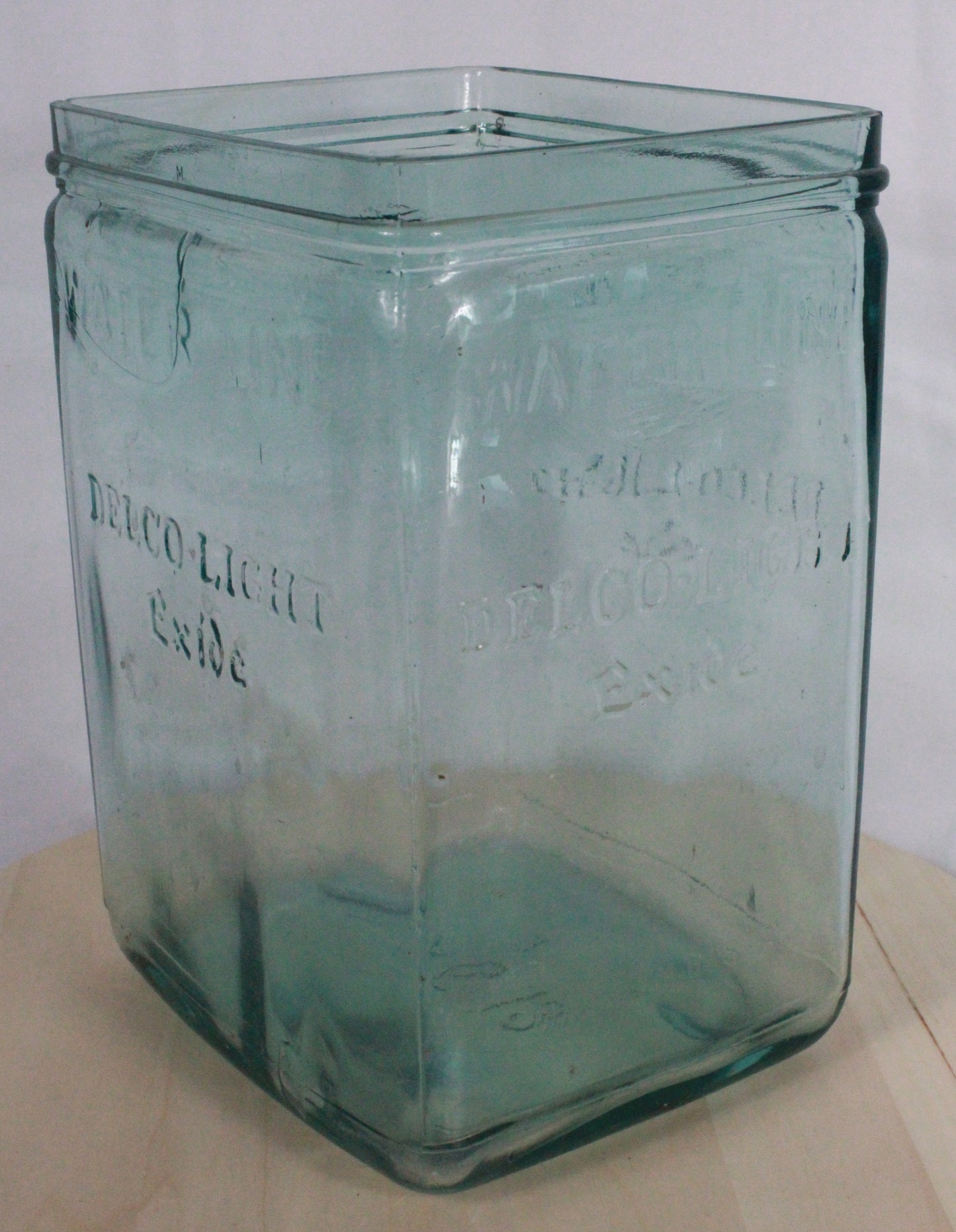 Vintage Aqua Glass Delco-Light Exide Battery