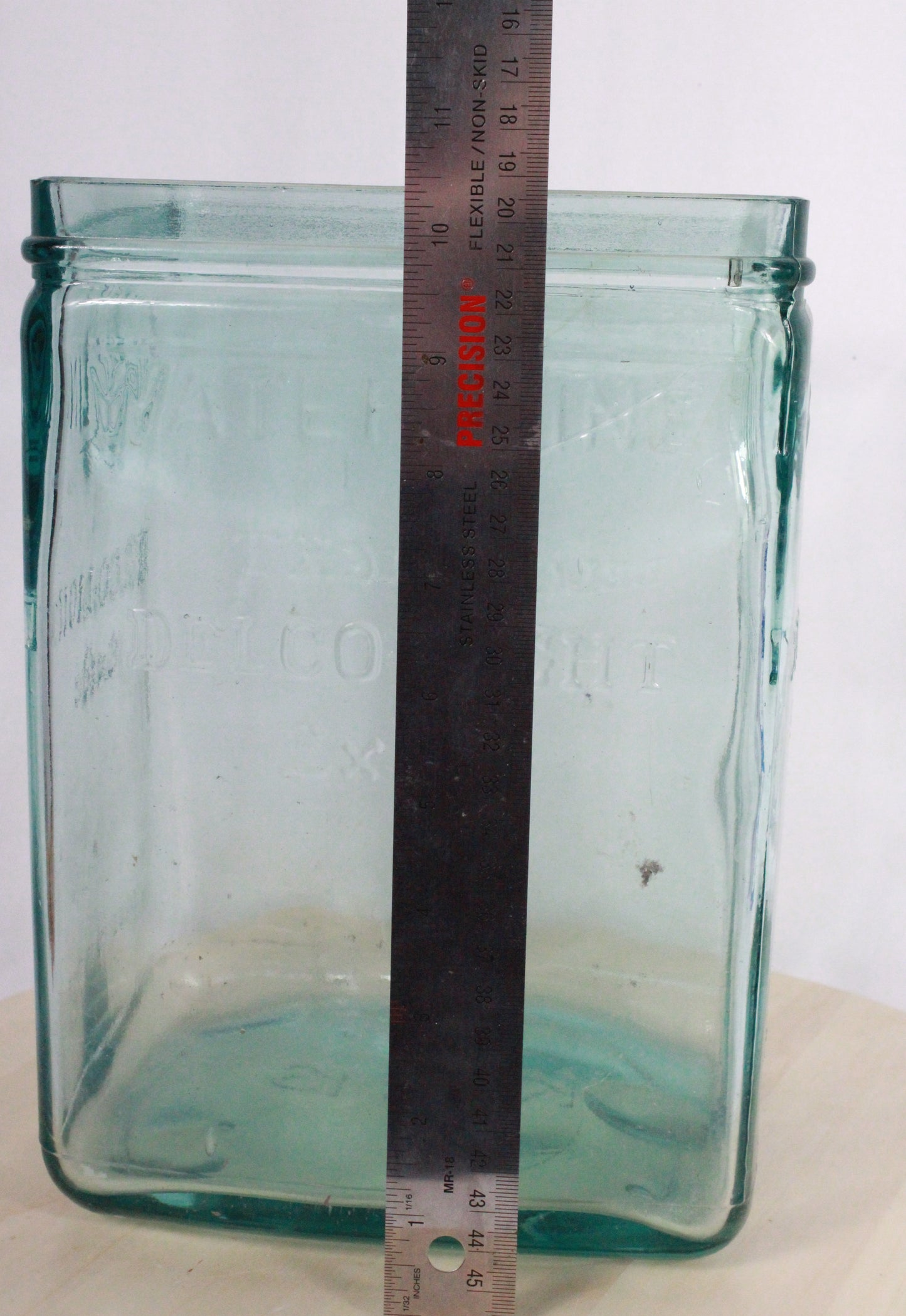 Vintage Aqua Glass Delco-Light Exide Battery