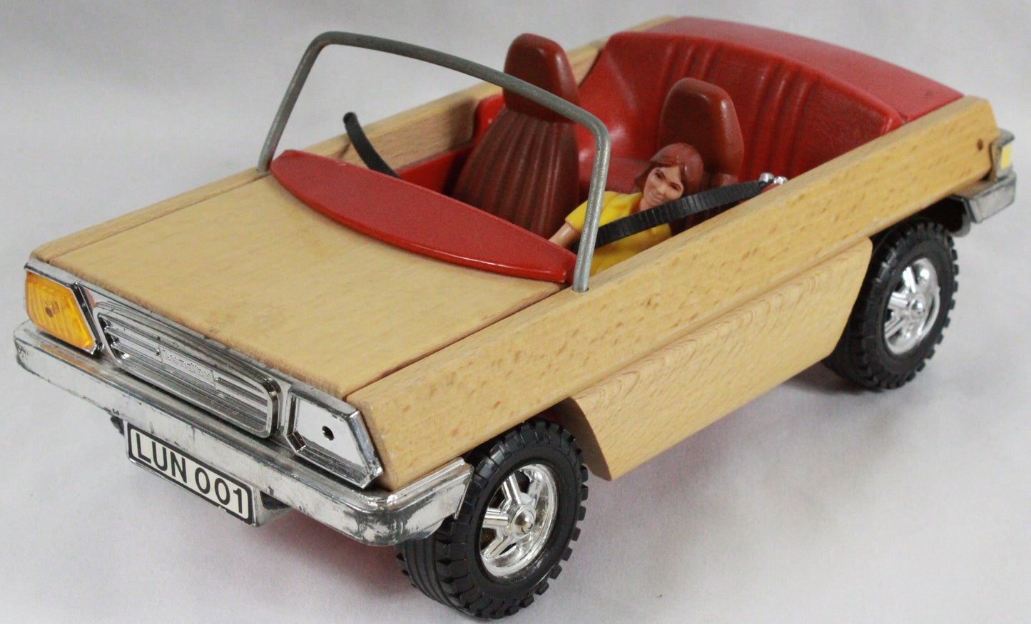 Vintage Lundby of Sweden Wooden Convertible with Poseable Doll