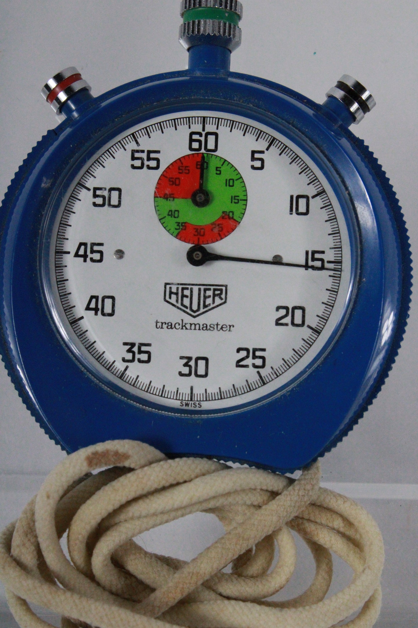 Vintage Heuer Trackmaster Blue 60-Minute Mechanical Stopwatch