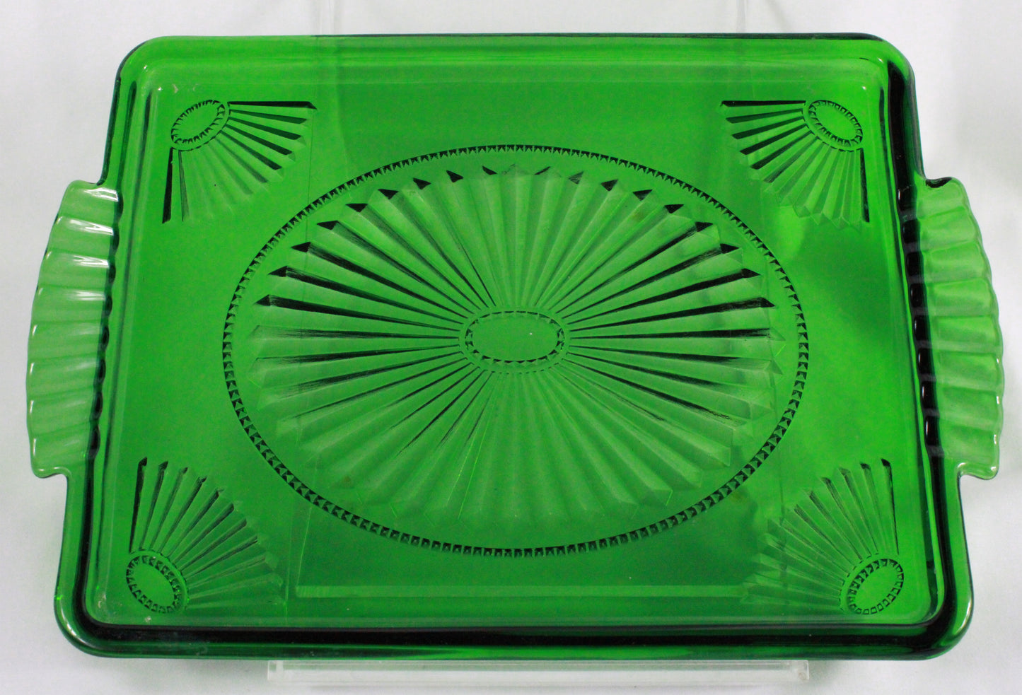 Vintage Avon Green Glass Vanity Tray