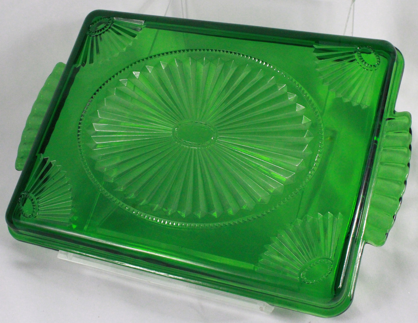 Vintage Avon Green Glass Vanity Tray