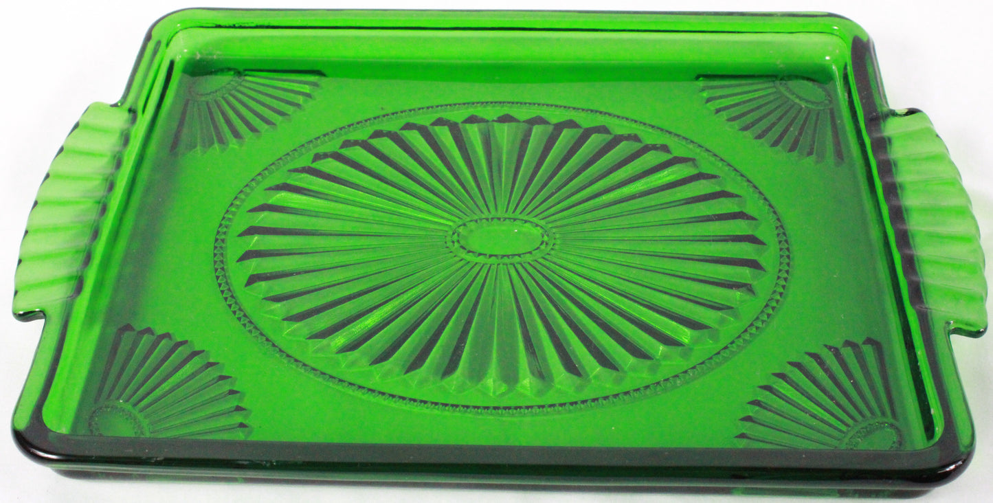 Vintage Avon Green Glass Vanity Tray