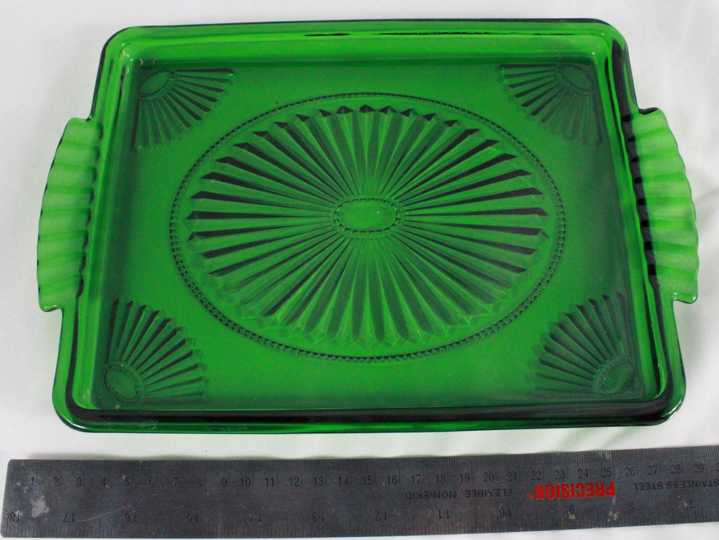 Vintage Avon Green Glass Vanity Tray
